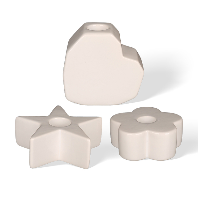 Assorted Shapes White Ceramic Single Candle Holder Set