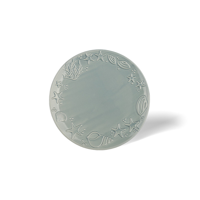 Ceramic Dinner Plates Glazed Embossed Coastal for Gift Wholesale