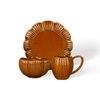 Ribbed Petal Ceramic Tableware Sets, Mug Bowl Plate Combination