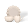 Ribbed Petal Ceramic Tableware Sets, Mug Bowl Plate Combination