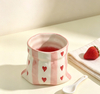 Heart Stripe Crinkled Ceramic Mug