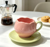 Tulip Shaped Ceramic Mug And Saucer Set