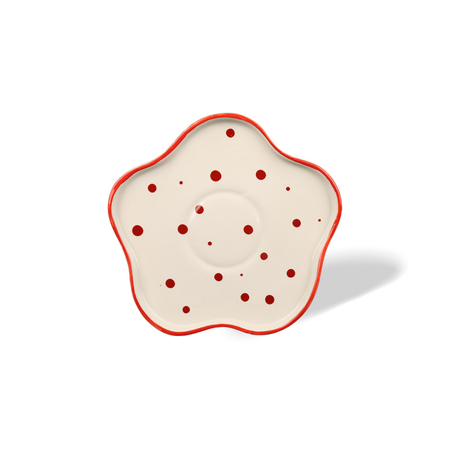 Ceramic Dessert Plates Flower-Shaped Hand-Painted for Cafe Serving