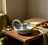 Green Gradient Ceramic Candle Holder With Handle