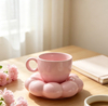 Pink Flower Shape Ceramic Cup And Saucer Set