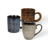 Vintage Embossed Reactive Glaze Ceramic Tableware Set, Mugs Bowls Plates