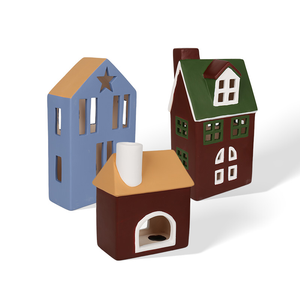 Handcrafted Ceramic Hollow Cutout House Ornaments