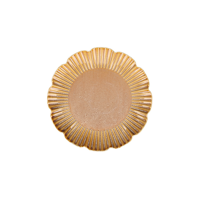 Ceramic Dinner Plates Fluted Petal Rim for Restaurant Wholesale