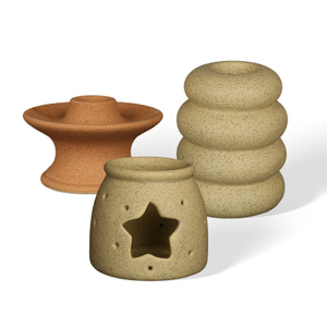 Sand Matte Ceramic Oil Burners & Abstract Geometric Candle Holders
