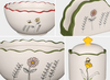 Hand‑Painted Floral Ceramic Tableware Set, Wavy Rim Dinnerware Collection