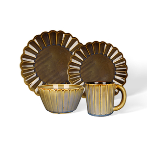 Vintage Fluted Ceramic Tableware Sets, Mugs Bowls Plates Multi‑color Wholesale
