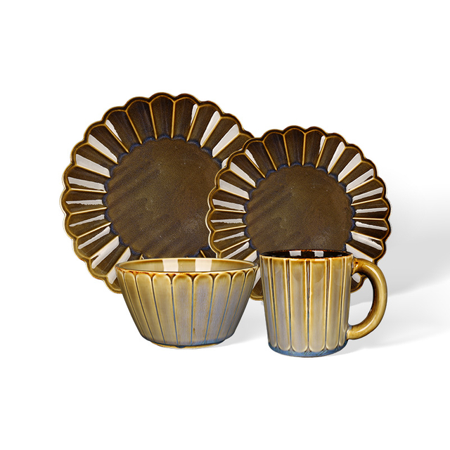 Vintage Fluted Ceramic Tableware Sets, Mugs Bowls Plates Multi‑color Wholesale