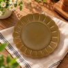Ceramic Dinner Plates Scalloped Embossed Rim Kiln Glazed for Restaurant Wholesale