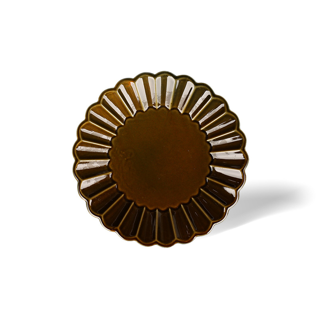 Ceramic Dinner Plates Scalloped Rim Reactive Glaze for Restaurant
