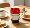 Red Black White Stripe Ceramic Mug
