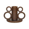 Dark Brown Glazed Ceramic Oil Burners & Abstract Geometric Candle Holders