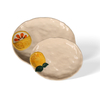 3D Hand Painted Lemon Orange Ceramic Plates, Wavy Edge Cream Textured Dinner Plates