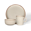 Speckled Ceramic Dinnerware Set, Mug Plate Bowl With Brown Rim