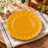 Ceramic Dinner Plates Scalloped Embossed Rim Kiln Glazed for Restaurant Wholesale
