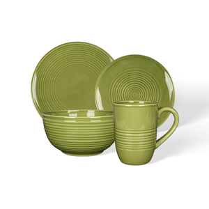 Ribbed Stoneware Tableware Set, Mugs Bowls Plates