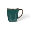Elegant Emerald Green Gold Rim Ceramic Tableware, Glossy Stoneware Mugs Plates Bowls Dinner Set