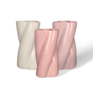 Twisted Shape Glossy Ceramic Vases