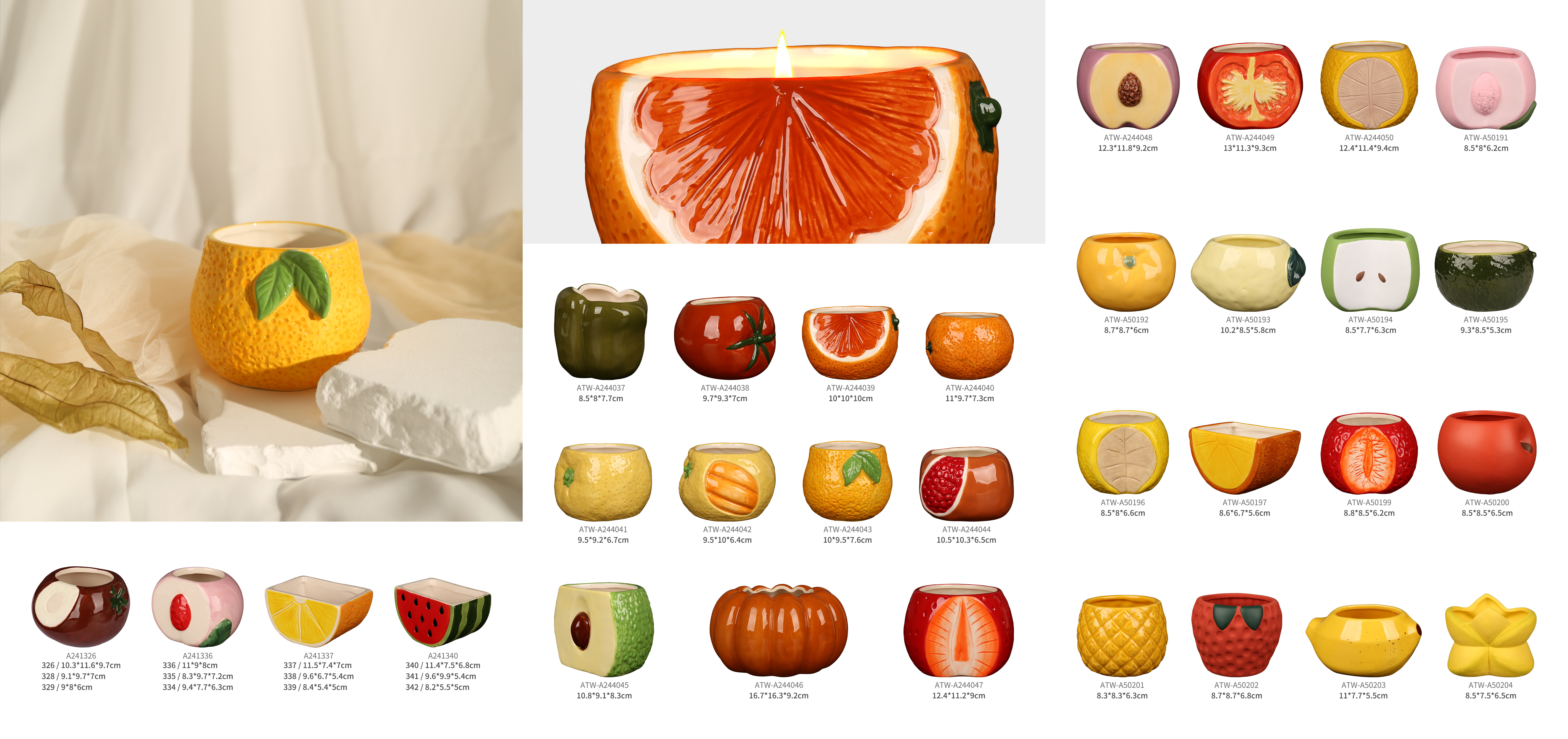 Fruit-Shaped Ceramic Candle Jars for Retail Gift Craft Display