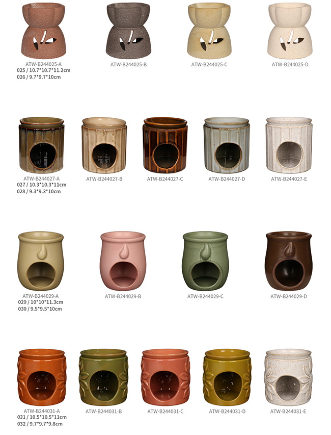 Earthy Ceramic Oil Burner Set for Home Aromatherapy Decor