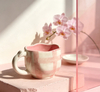 Pink Plaid Wavy Rim Ceramic Mug