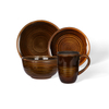 Ribbed Stoneware Tableware Set, Mugs Bowls Plates