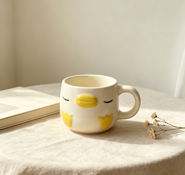 3D Embossed Sleepy Duck Ceramic Mug