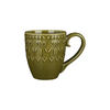 Embossed Glazed Ceramic Coffee Mugs, Vintage Home & Restaurant Drinking Cups