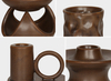 Dark Brown Glazed Ceramic Oil Burners & Abstract Geometric Candle Holders