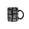 Minimalist Black White Geometric Print Ceramic Mugs, Modern Abstract Line Coffee Cups Set