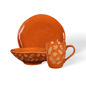 Vintage Reactive Glaze Ceramic Tableware Set, Ceramic Mugs, Irregular Plates & Salad Bowls