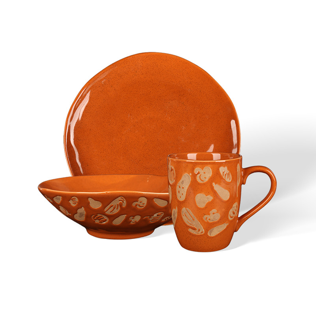 Vintage Reactive Glaze Ceramic Tableware Set, Ceramic Mugs, Irregular Plates & Salad Bowls