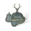 Two-tone Reactive Glaze Handmade Ceramic Tableware Collection, Hammered Texture Green Ceramic Dinnerware Set