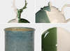 Two-tone Reactive Glaze Handmade Ceramic Tableware Collection, Hammered Texture Green Ceramic Dinnerware Set