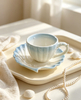 Gradient Blue Pearl Ceramic Cup And Saucer Set
