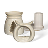 Off White Glossy Ceramic Oil Burners & Abstract Geometric Candle Holders