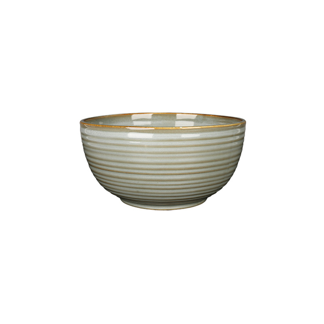 Ceramic Serving Bowls Horizontal Ribbed Reactive Glaze for Restaurant Wholesale