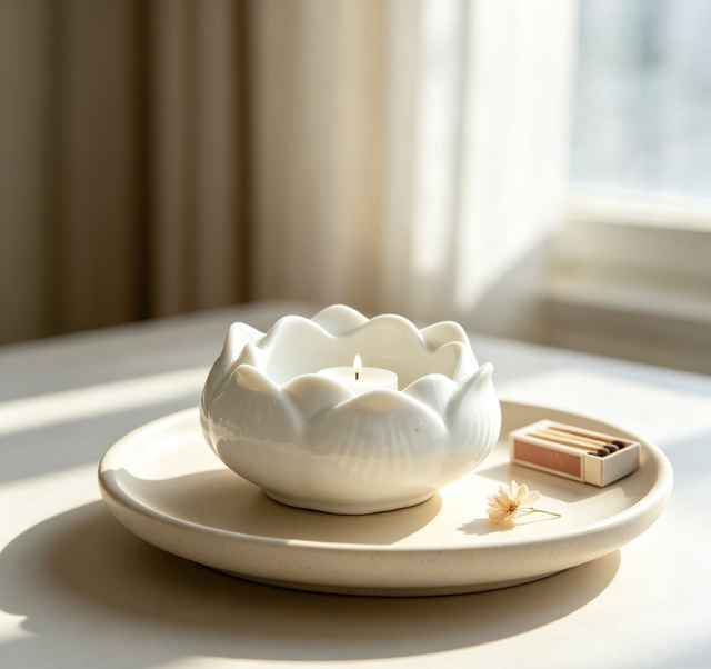 Lotus Ceramic Candle Holder