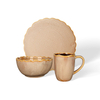 Scalloped Edge Botanical Print Stoneware Tableware Set