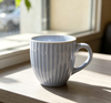 Light Blue Vertical Striped Ceramic Mug