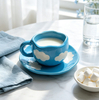 Cloud Pattern Wavy Rim Ceramic Cup And Saucer Set