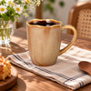Ceramic Coffee Mugs Scalloped Rim Kiln Glaze for Cafe Wholesale