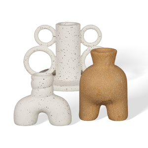 Solid Color Sand Speckled Ceramic Oil Burners & Abstract Geometric Candle Holders