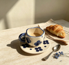 Vintage Blue Floral Irregular Ceramic Cup And Saucer Set