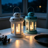 Ceramic Star Cutout Lantern Candle Holder, Portable Tealight Holder, Decorative Tabletop Ornament for Home & Party