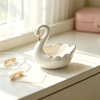 Swan Gold Trim Ceramic Candle Holder